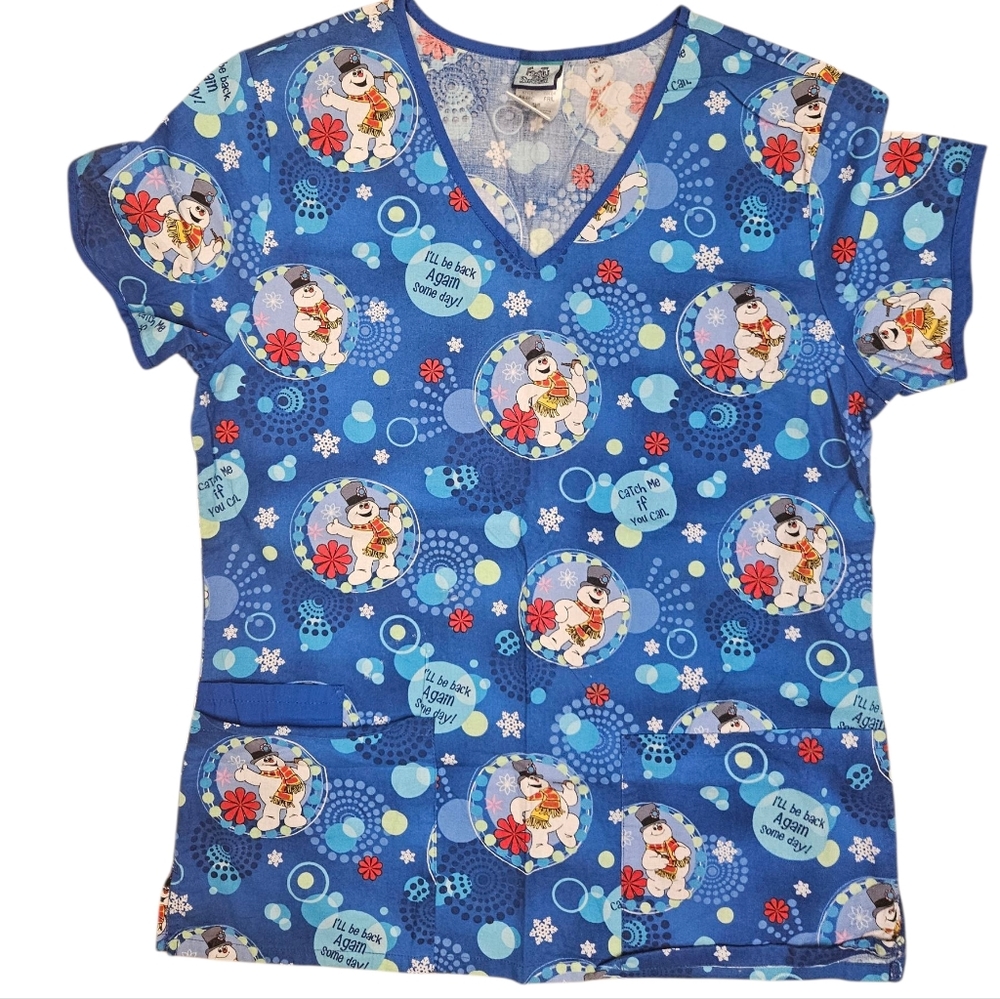 Frosty The Snowman Small  Scrub Top